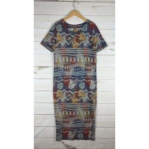 Vintage Chicos 10 Years Dress Size 1 Multicolor All Over Print Southwest Artsy